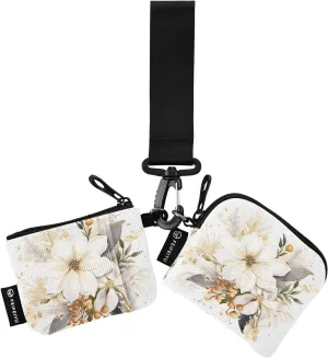 Women Wristlet Coin Purse Keychain Card Wallet Change Pouch Flower Bouquet Portable Mini Bags Dual Pouch