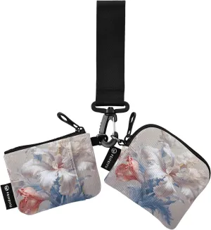 Women Wristlet Coin Purse Keychain Card Wallet Change Pouch Flower White Portable Mini Bags Dual Pouch