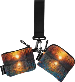 Women Wristlet Coin Purse Keychain Card Wallet Change Pouch Forest Sunset Portable Mini Bags Dual Pouch