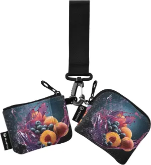 Women Wristlet Coin Purse Keychain Card Wallet Change Pouch Fruits Portable Mini Bags Dual Pouch