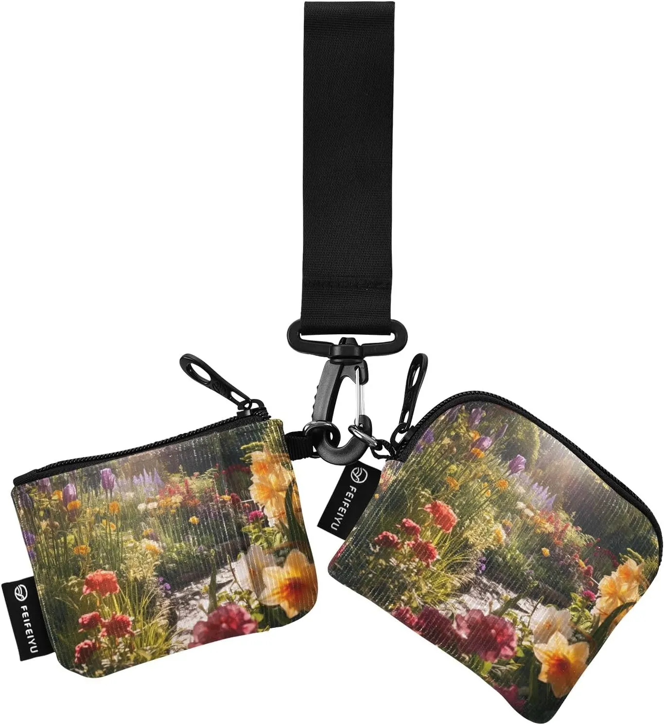Women Wristlet Coin Purse Keychain Card Wallet Change Pouch Garden Portable Mini Bags Dual Pouch