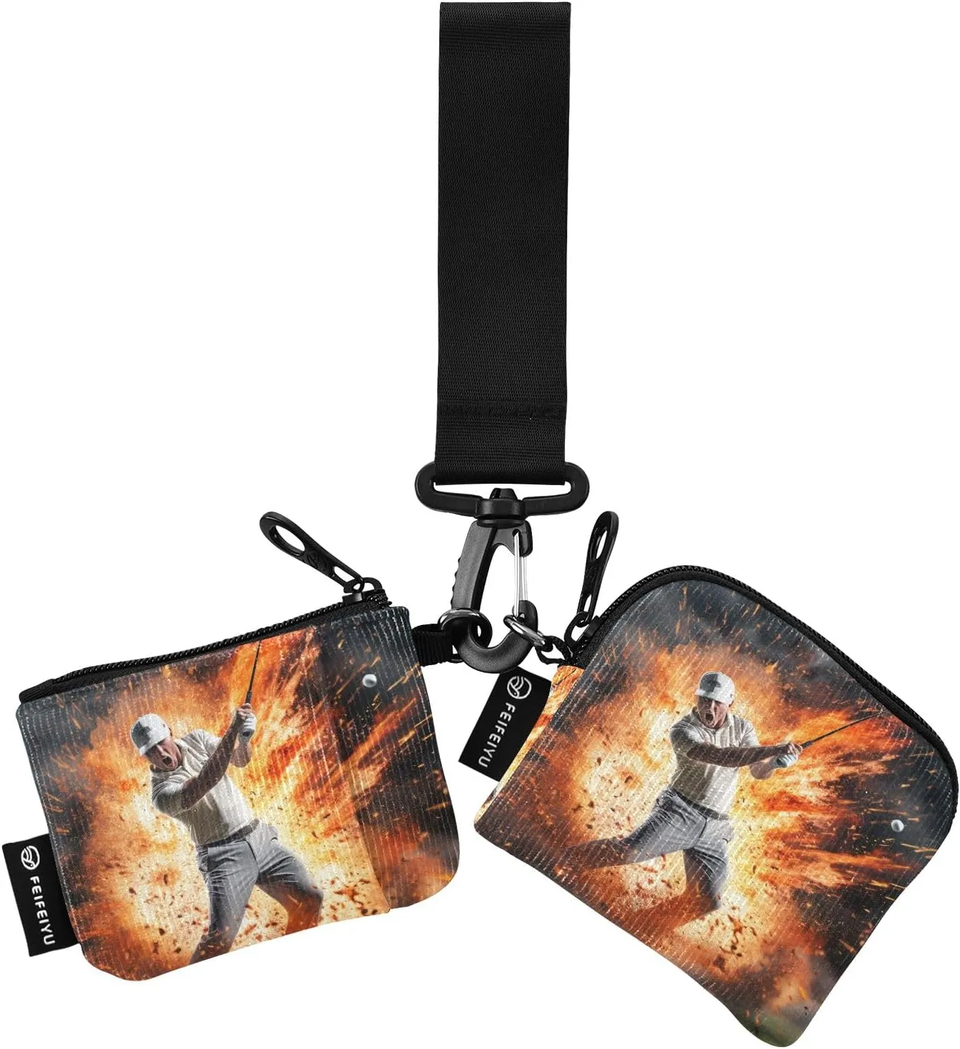 Women Wristlet Coin Purse Keychain Card Wallet Change Pouch Golf Fire Portable Mini Bags Dual Pouch