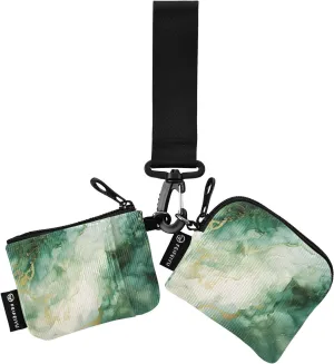 Women Wristlet Coin Purse Keychain Card Wallet Change Pouch Green Marble Portable Mini Bags Dual Pouch