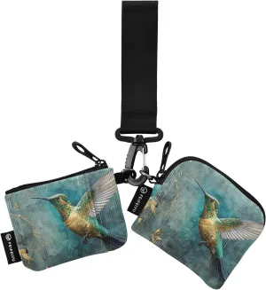 Women Wristlet Coin Purse Keychain Card Wallet Change Pouch Hummingbird Portable Mini Bags Dual Pouch