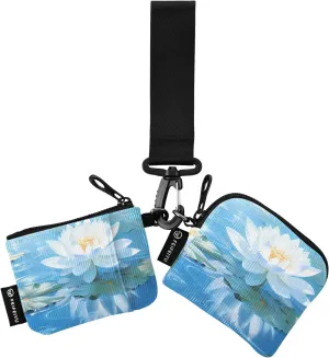 Women Wristlet Coin Purse Keychain Card Wallet Change Pouch Lotus Portable Mini Bags Dual Pouch
