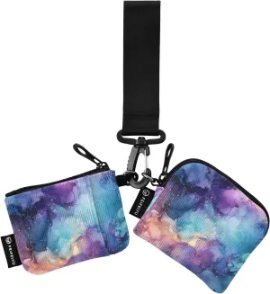 Women Wristlet Coin Purse Keychain Card Wallet Change Pouch Marble Dark Portable Mini Bags Dual Pouch