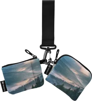 Women Wristlet Coin Purse Keychain Card Wallet Change Pouch Mountain Fog Portable Mini Bags Dual Pouch