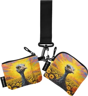 Women Wristlet Coin Purse Keychain Card Wallet Change Pouch Ostrich Portable Mini Bags Dual Pouch