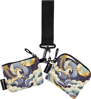 Women Wristlet Coin Purse Keychain Card Wallet Change Pouch Pegasus Portable Mini Bags Dual Pouch