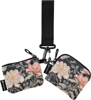 Women Wristlet Coin Purse Keychain Card Wallet Change Pouch Peonies Portable Mini Bags Dual Pouch
