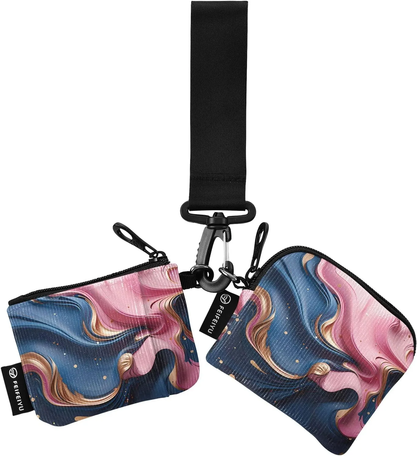 Women Wristlet Coin Purse Keychain Card Wallet Change Pouch Pink Blue Portable Mini Bags Dual Pouch