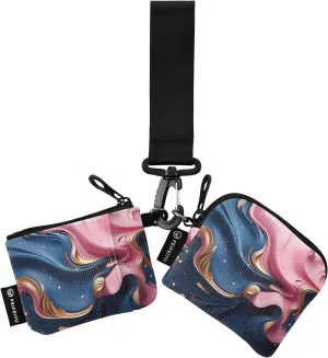 Women Wristlet Coin Purse Keychain Card Wallet Change Pouch Pink Blue Portable Mini Bags Dual Pouch