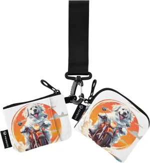 Women Wristlet Coin Purse Keychain Card Wallet Change Pouch Retriever Motorcycle Portable Mini Bags Dual Pouch