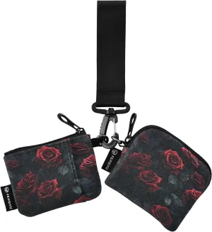 Women Wristlet Coin Purse Keychain Card Wallet Change Pouch Rose Crimson Portable Mini Bags Dual Pouch