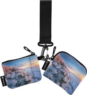 Women Wristlet Coin Purse Keychain Card Wallet Change Pouch Rose Winter Portable Mini Bags Dual Pouch