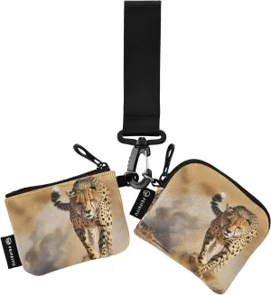 Women Wristlet Coin Purse Keychain Card Wallet Change Pouch Running Cheetah Portable Mini Bags Dual Pouch