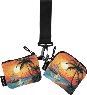 Women Wristlet Coin Purse Keychain Card Wallet Change Pouch Sea Icon Portable Mini Bags Dual Pouch