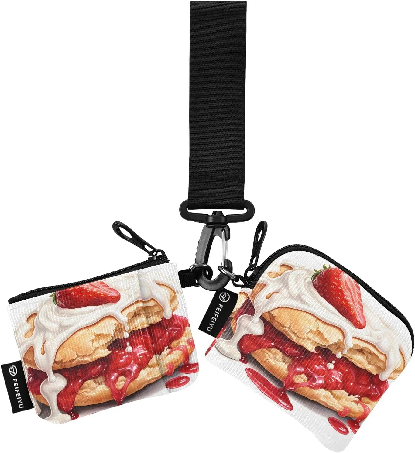 Women Wristlet Coin Purse Keychain Card Wallet Change Pouch Souffle Portable Mini Bags Dual Pouch