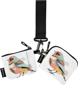 Women Wristlet Coin Purse Keychain Card Wallet Change Pouch Sparrow Bird Portable Mini Bags Dual Pouch
