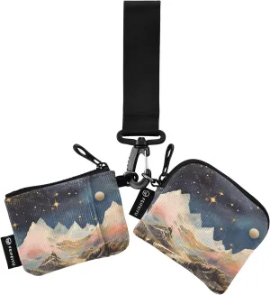 Women Wristlet Coin Purse Keychain Card Wallet Change Pouch Starry Moutain Portable Mini Bags Dual Pouch