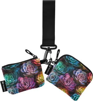 Women Wristlet Coin Purse Keychain Card Wallet Change Pouch Succulent Portable Mini Bags Dual Pouch