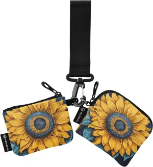 Women Wristlet Coin Purse Keychain Card Wallet Change Pouch Sunflower 2 Portable Mini Bags Dual Pouch