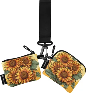 Women Wristlet Coin Purse Keychain Card Wallet Change Pouch Sunflower 5 Portable Mini Bags Dual Pouch