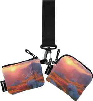 Women Wristlet Coin Purse Keychain Card Wallet Change Pouch Sunrise Moutain Portable Mini Bags Dual Pouch