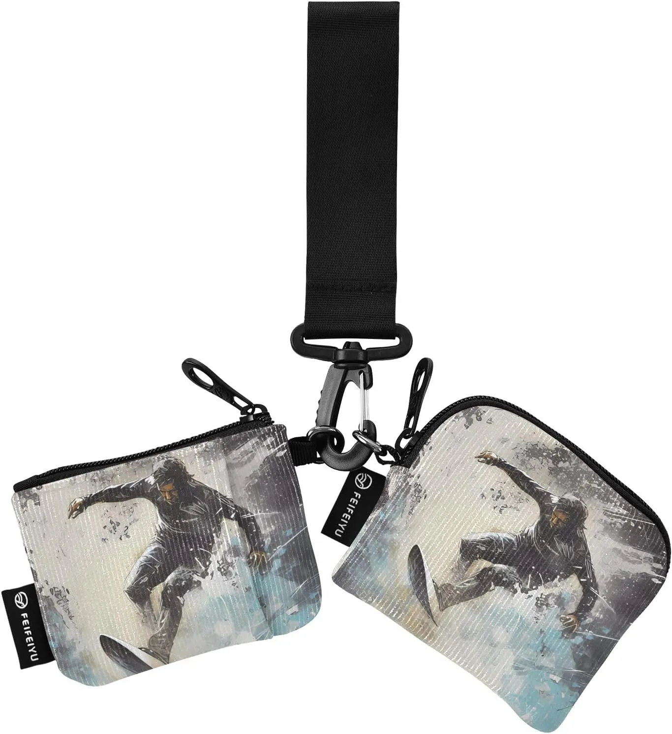 Women Wristlet Coin Purse Keychain Card Wallet Change Pouch Surfing 2 Portable Mini Bags Dual Pouch