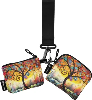 Women Wristlet Coin Purse Keychain Card Wallet Change Pouch Tree 3 Portable Mini Bags Dual Pouch
