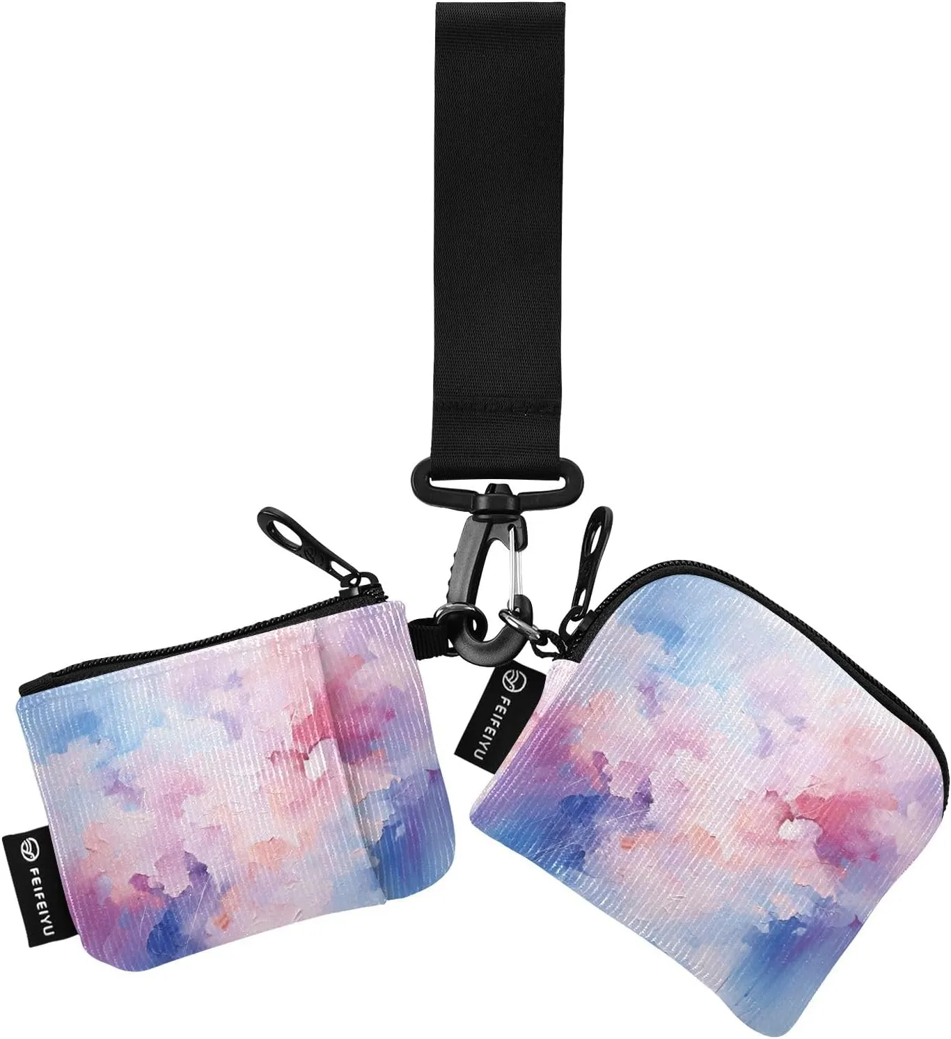 Women Wristlet Coin Purse Keychain Card Wallet Change Pouch Watercolor Portable Mini Bags Dual Pouch