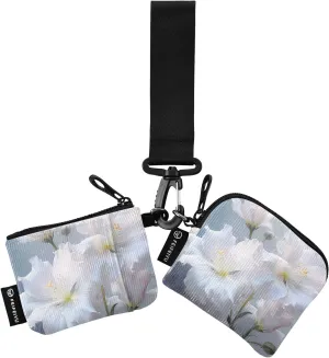 Women Wristlet Coin Purse Keychain Card Wallet Change Pouch White Hibiscus Portable Mini Bags Dual Pouch