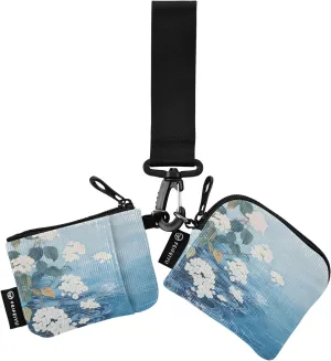 Women Wristlet Coin Purse Keychain Card Wallet Change Pouch White Hydrangea Portable Mini Bags Dual Pouch