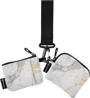 Women Wristlet Coin Purse Keychain Card Wallet Change Pouch White Marble Portable Mini Bags Dual Pouch