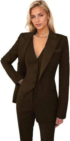 Women's 3 Pieces Pants Suit Office Lady Suit Blazer Vest Pants Business Suit Casual for Women Tuxedo Suits Set