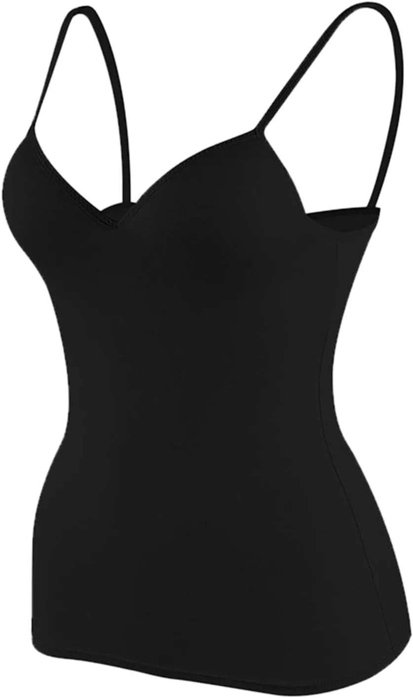 Womens Built-in Bra Tank Tops 2025 Summer Casual Slim Sexy Camisoles Basic Shirts Yoga Workout Padded Tank Shirts