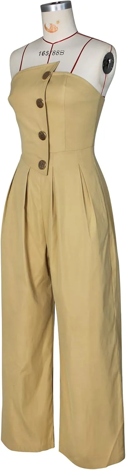 Womens Cargo Jumpsuit Sexy Strapless One Piece Outfit Off Shoulder Top Ruched Wide Leg Rompers Overalls