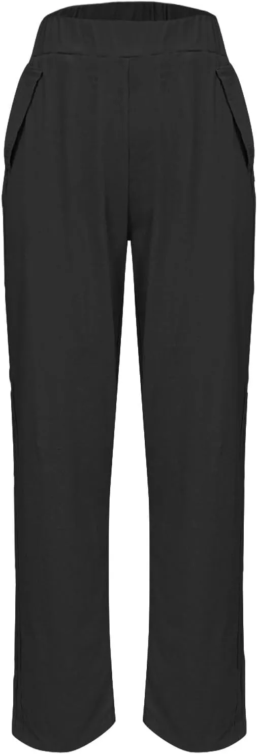 Women's Casual High Waist Wide Leg Straight Dress Pants Trousers with Pocket Long Palazzo Pants Regular Size