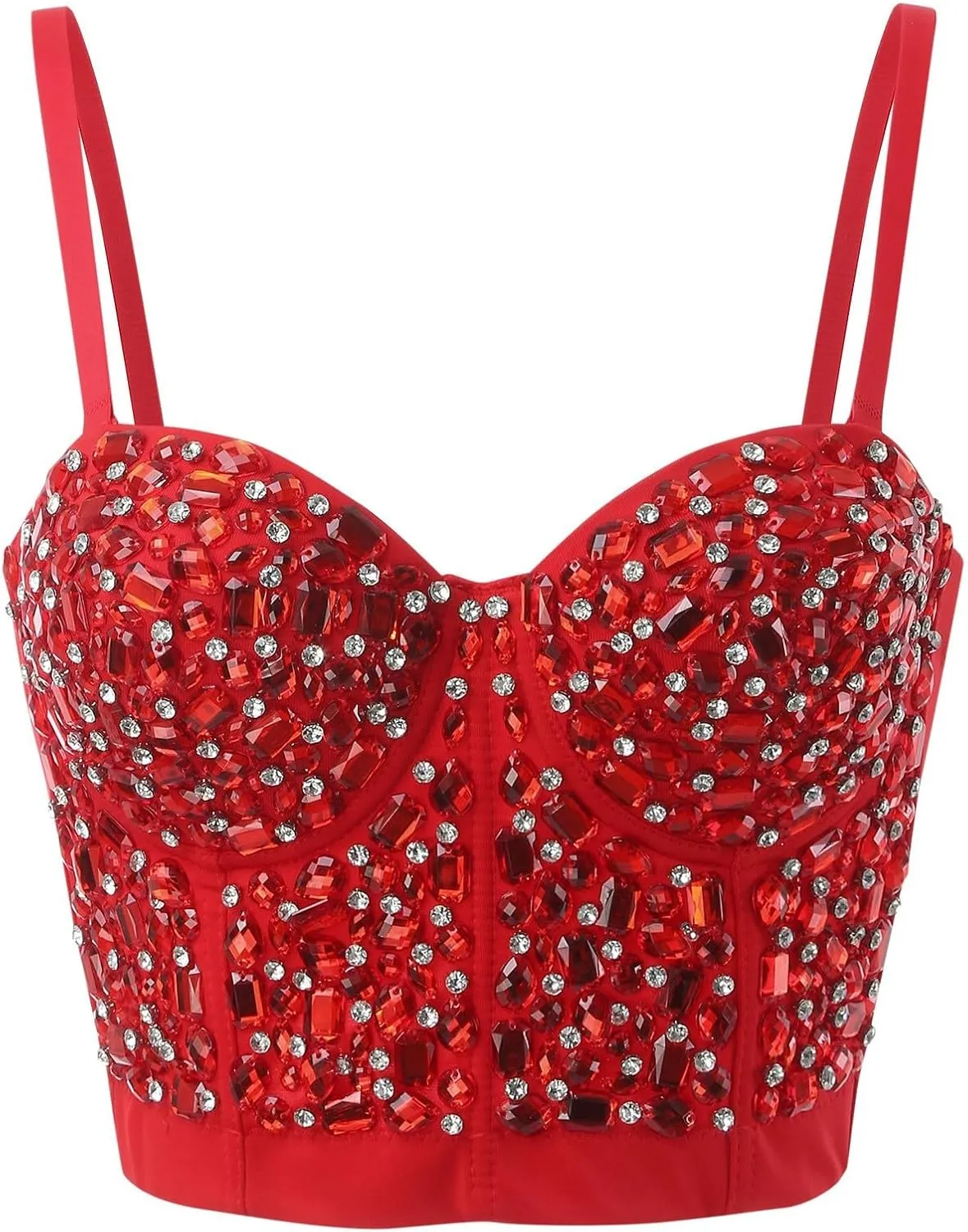 Women's Contrast Sequin Cropped Cami Slim Fit Spaghetti Strap Sparkle Sexy Camisole Rhinestone Corset Glitter Party Clubwear