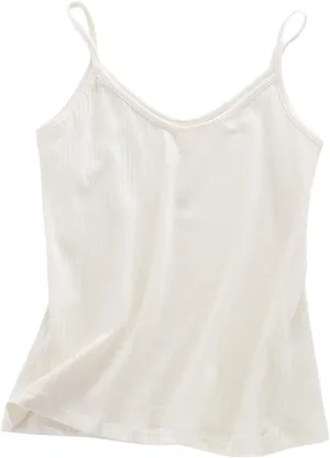 Womens Cotton Cami Tops Spaghetti Strap Knitted Tanks Blouse Casual Slim Fit Sleeveless Camisole Undershirt