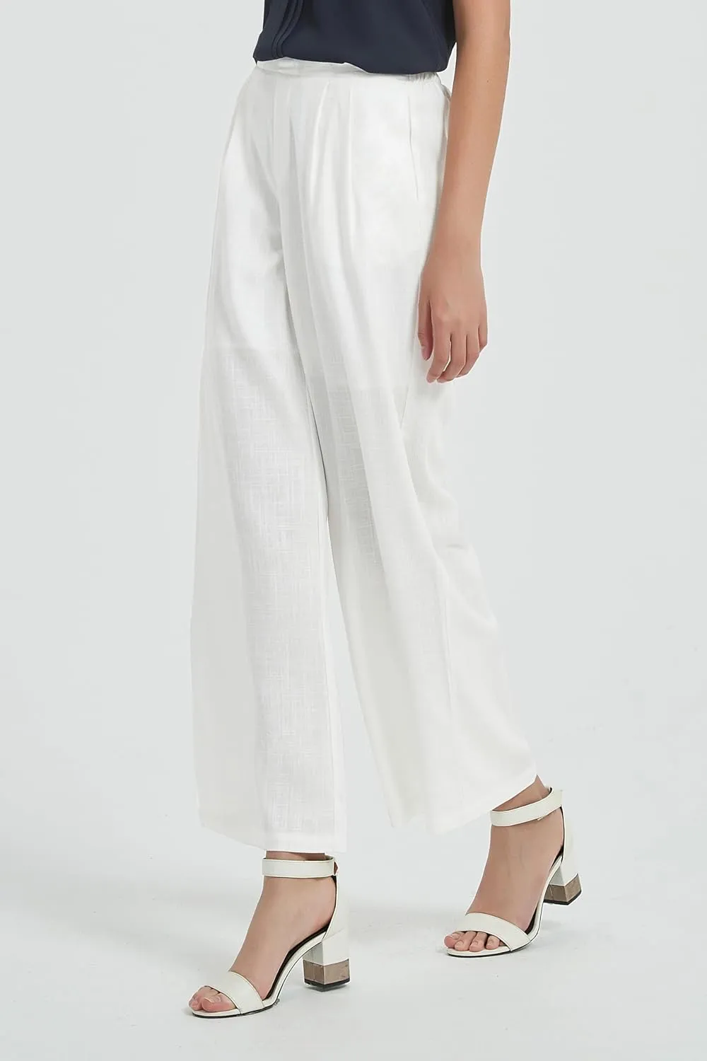 Womens Cotton Linen Wide Leg Pants Summer Flowy Beach Casual Loose Trousers with Pockets