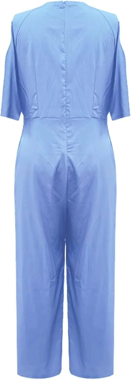 Womens Dressy Jumpsuit Off The Shoulder Halter Neck Jumpsuits Rompers Casual Romper 2024 Solid Wide Leg Pants Overall