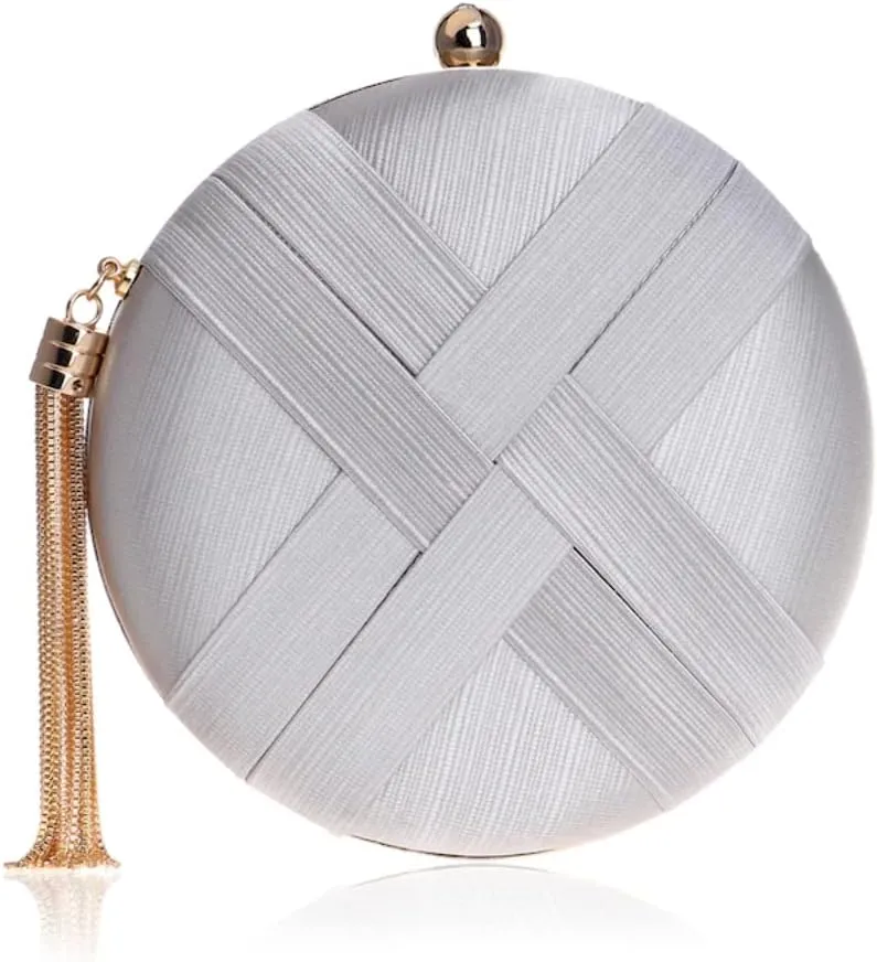 Women's Evening Clutches Bags Silk Satin Party Handbags Bridal Wedding Prom Purses with Tassel Pendant