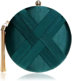Women's Evening Clutches Bags Silk Satin Party Handbags Bridal Wedding Prom Purses with Tassel Pendant