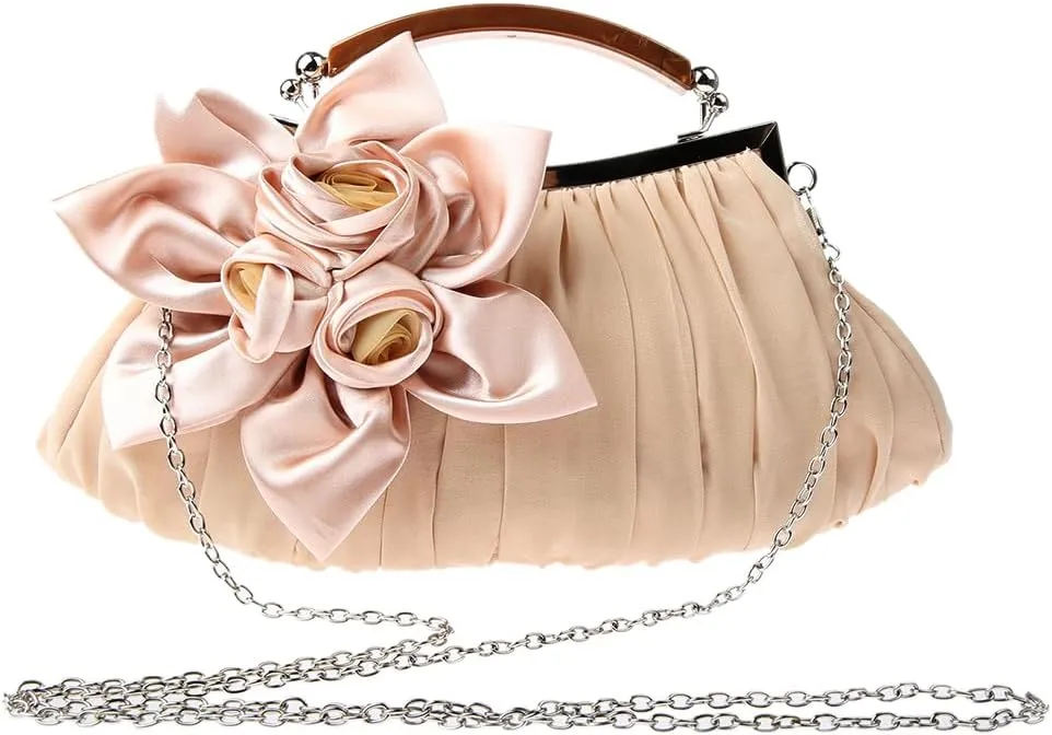 Women's Fashion Flower Evening Handbags Bride and Bridesmaid Wedding Clutches Prom Cocktail Party Handbags