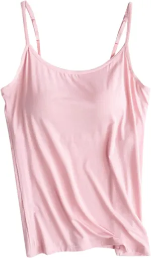Women's Fit Camisole with Built in Bra Spaghetti Straps Camis Tank Cotton Undershirts Tank Tops for Women 2025