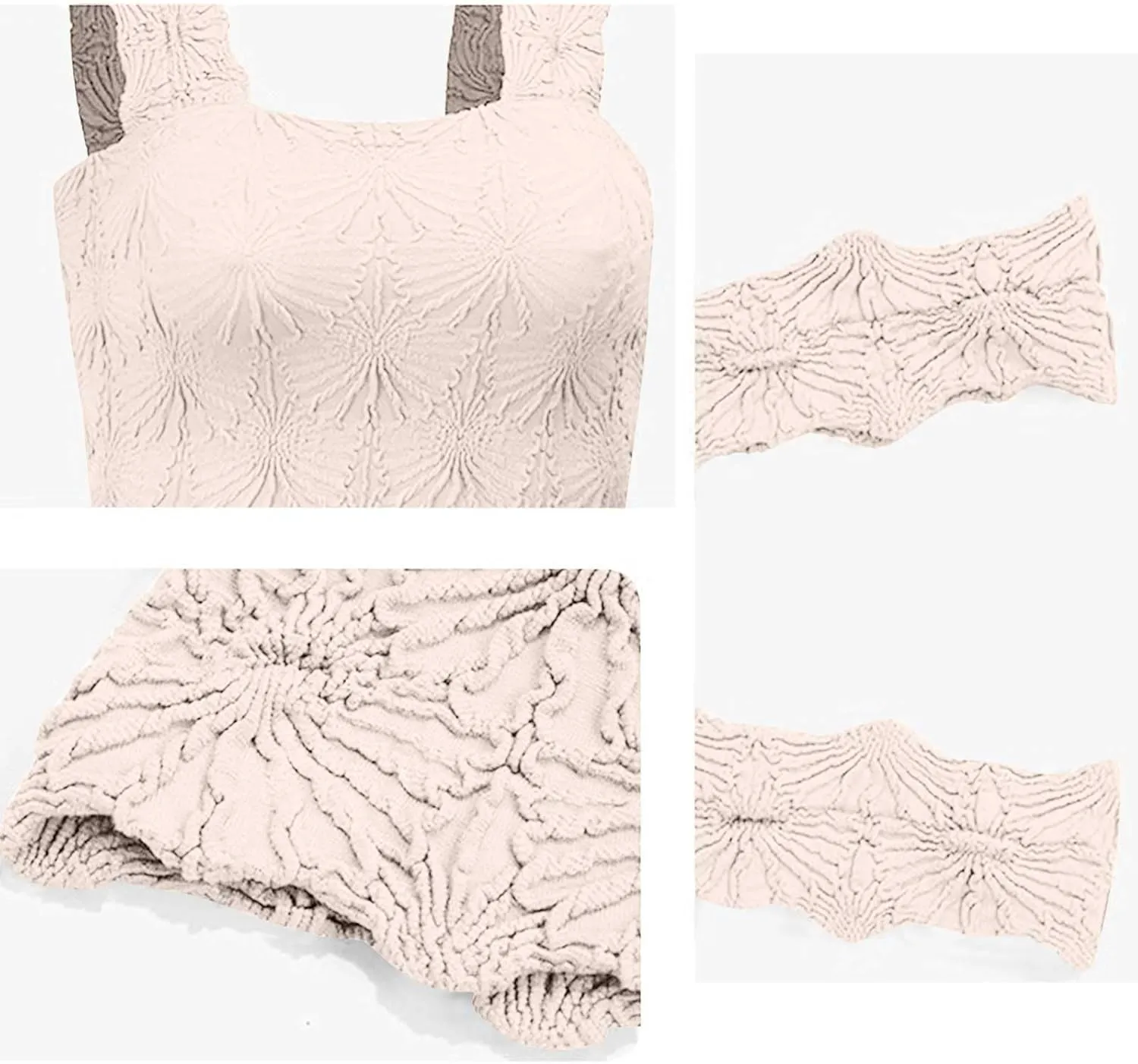 Womens Floral Jacquard Tank Tops Summer Square Neck Straps Crop Top Trendy Solid Color Slim Fit Sexy Comfy Camisoles