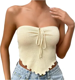 Women's Going Out Tube Tops Strapless Camisole Club Tube Top Summer Sexy Off Shoulder Outfits Fashion Tank Y2K