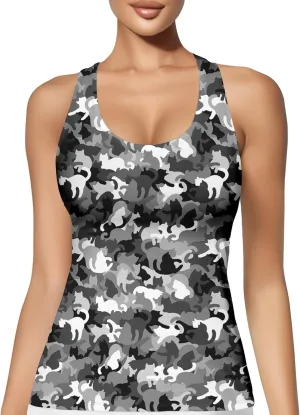 Womens Graphic Tank Tops Racerback Sleeveless Summer Floral Rose Design Tops