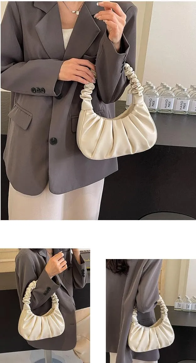 Women's Handbags Fashion Pleated Shoulder Handbags Cloud Design Handbags Hobo Bags Mini Wallets With Magnetic Closure